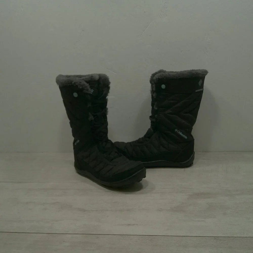 Columbia Gray Tall Lace Up Fur Lined MINX MID II OMNI-HEAT Snow Winter Boot Sz 1